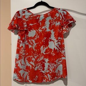 Banana Republic Vibrant Orange and Blue Top XS